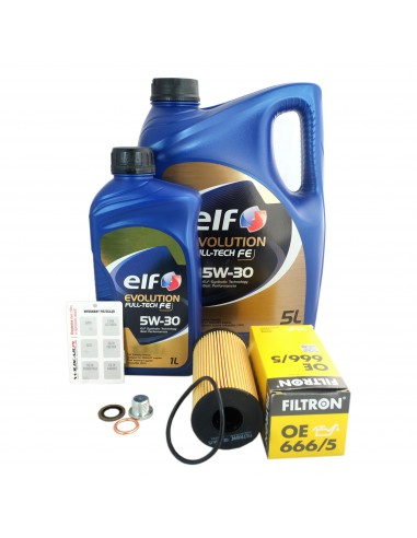 Zestaw filtr filtron+ 5W30 elf full fe 6l + korek