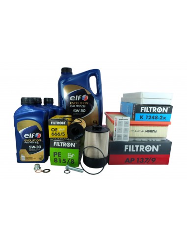 Zestaw 4xfiltr filtron+ 5W30 elf full fe 8l+ korek