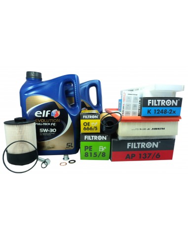 Zestaw 4x filtron+ 5W30 elf full fe 10l + korek