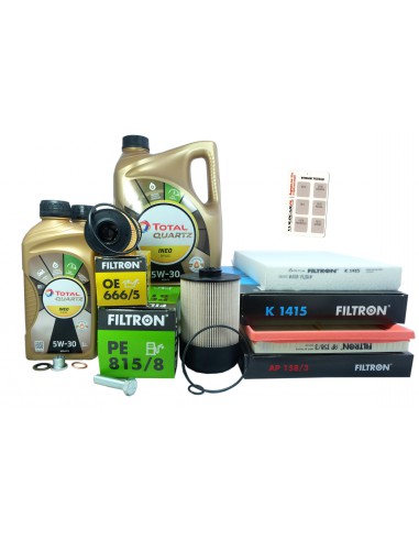 Zestaw 4x filtron+ 5W30 total r 7 l + korek