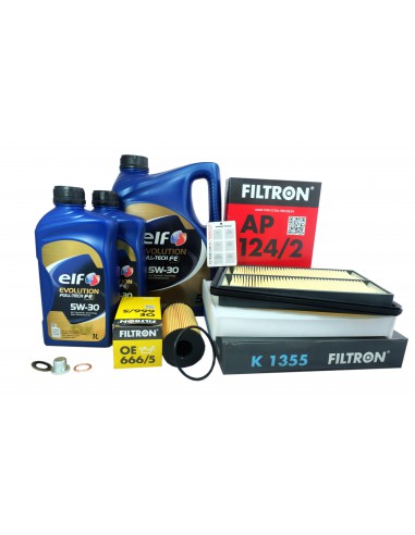 Zestaw 3x filtron+ 5W30 elf full fe 7l + korek