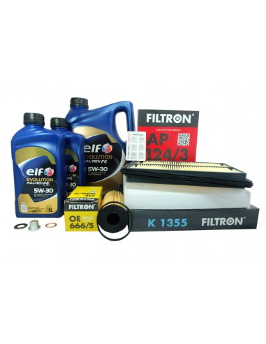 Zestaw 3x filtron+ 5W30 elf full fe 7l + korek